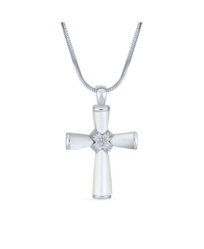 Подвесное колье Bling Jewelry с крестом из белого перламутра