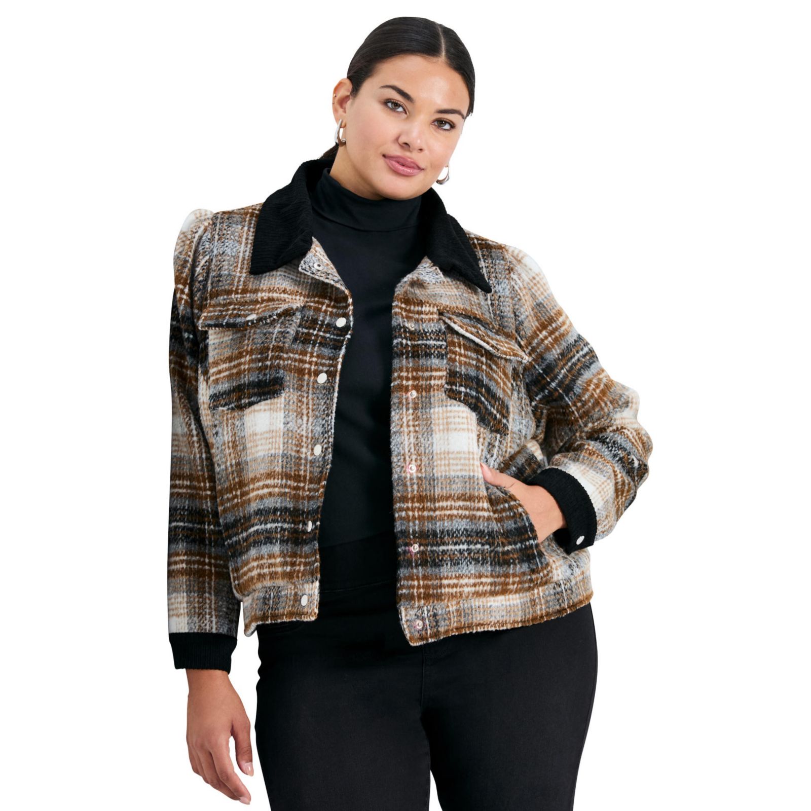 AVENUE Women's Joss Plaid Cropped Jacket