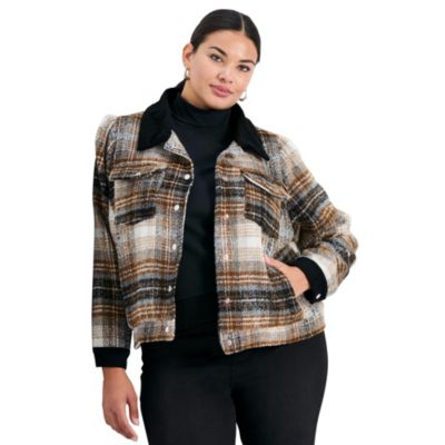 Женская укороченная куртка Avenue Plus Size Joss Plaid