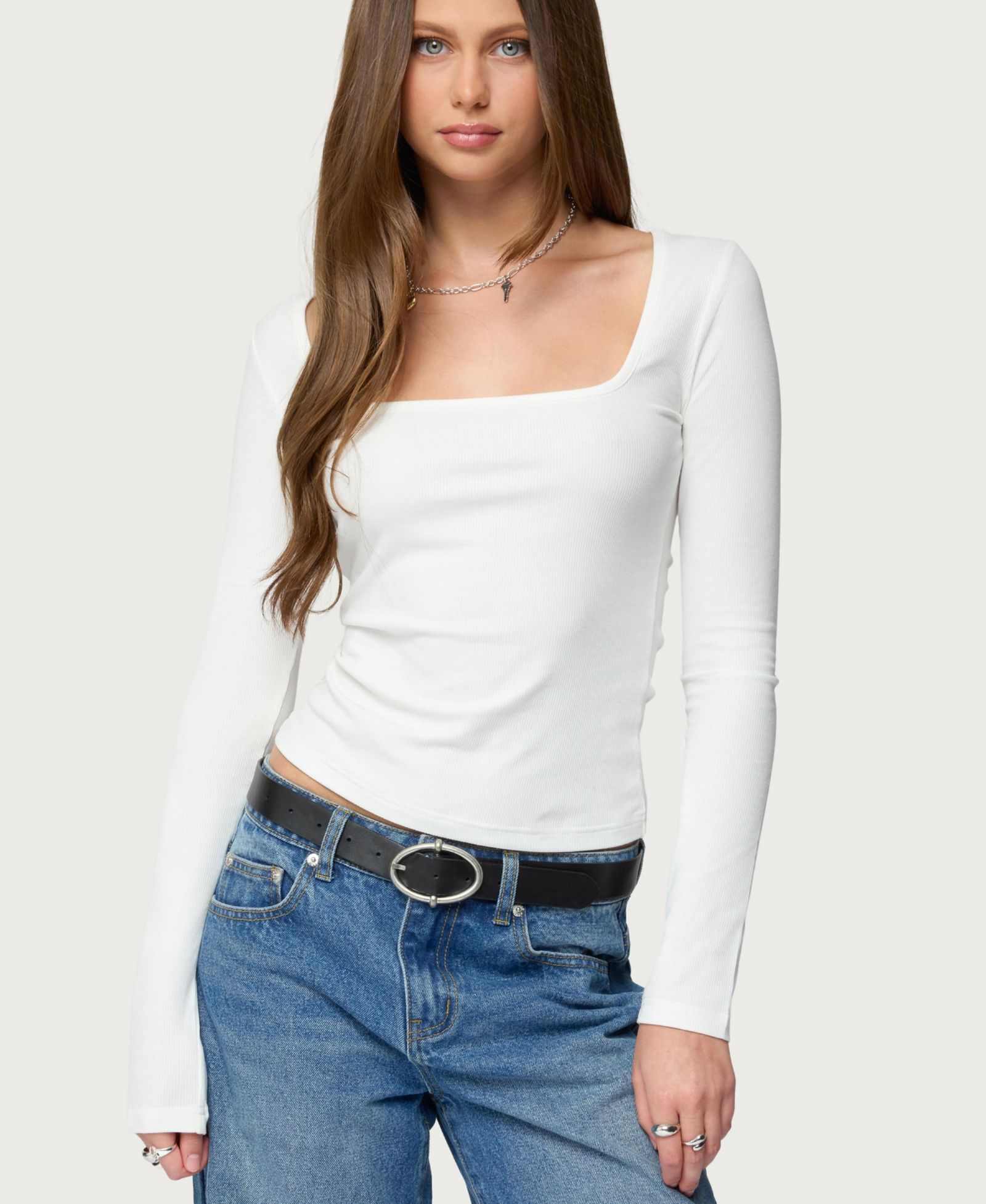 Edikted Women's Zandra Square Neck Ribbed Top