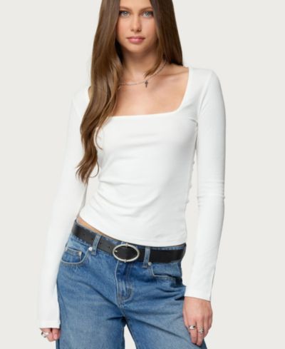 Женский топ Edikted Women's Zandra Square Neck Ribbed