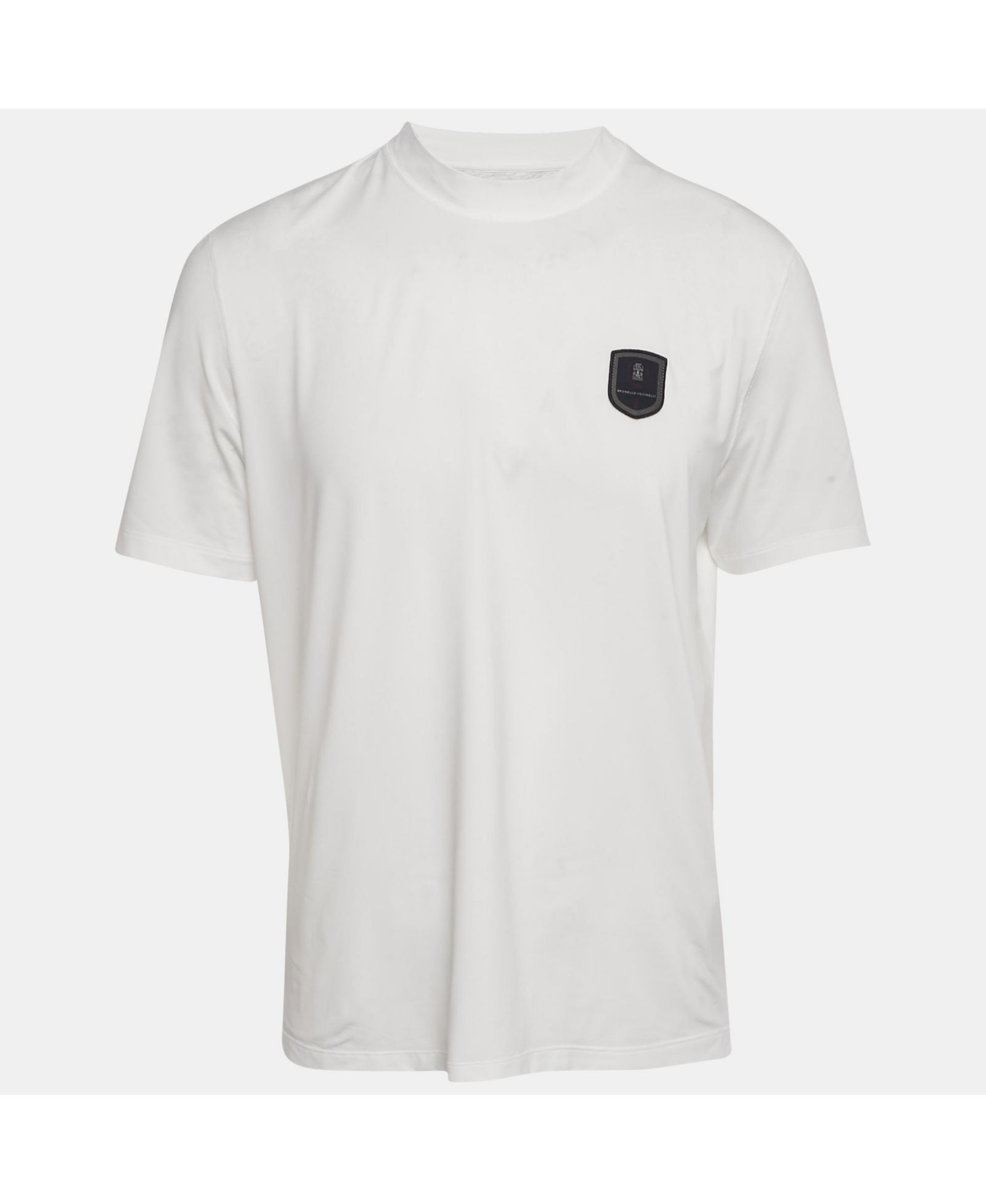 Pre-Owned Brunello Cucinelli Men's White Jersey Applique Detail T-Shirt