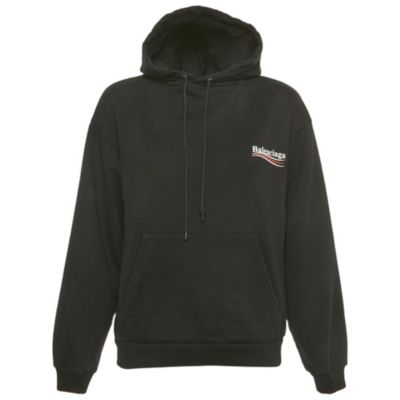 Pre-Owned Balenciaga Women's Black Campaign Print Cotton Knit Hoodie