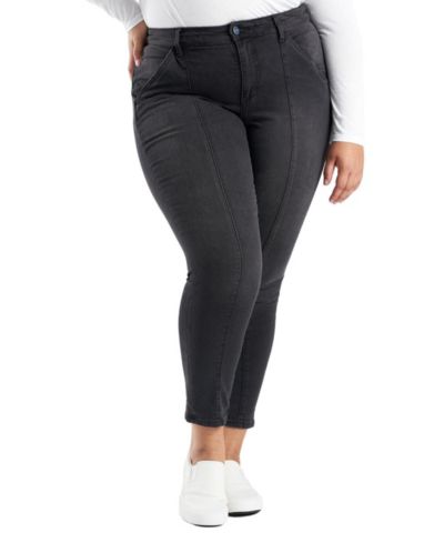 SLINK Jeans Women's Black Denim High Rise Pintuck Ankle Skinny in 28" inseam - Shyla