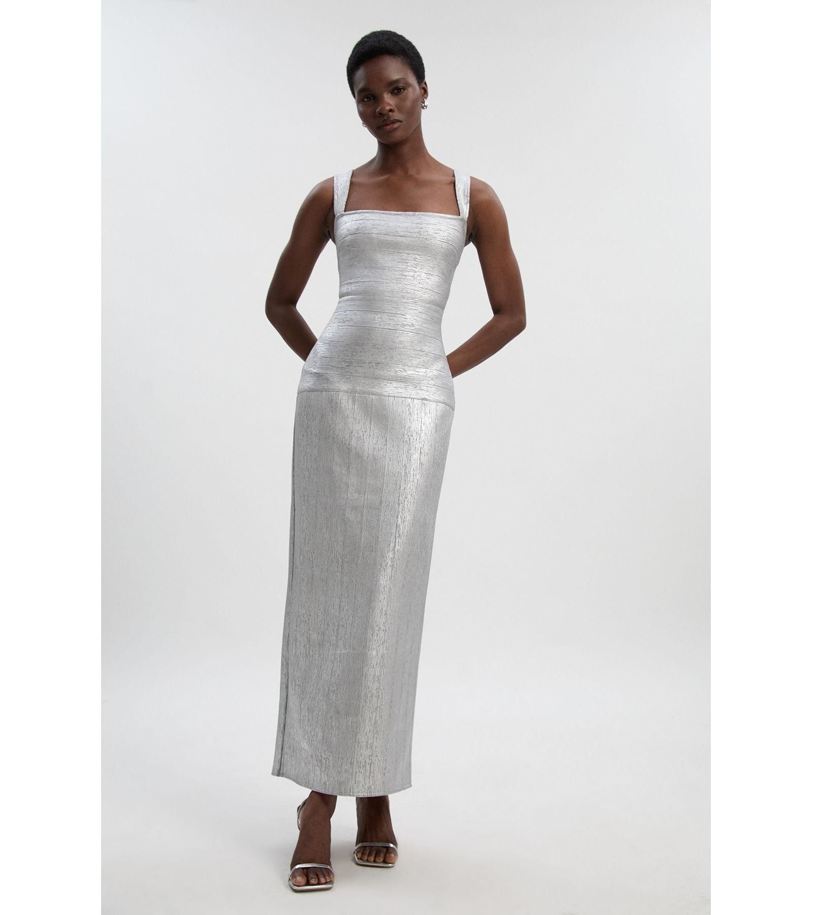 Женское макси-платье Karen Millen Metallic Strappy Knit