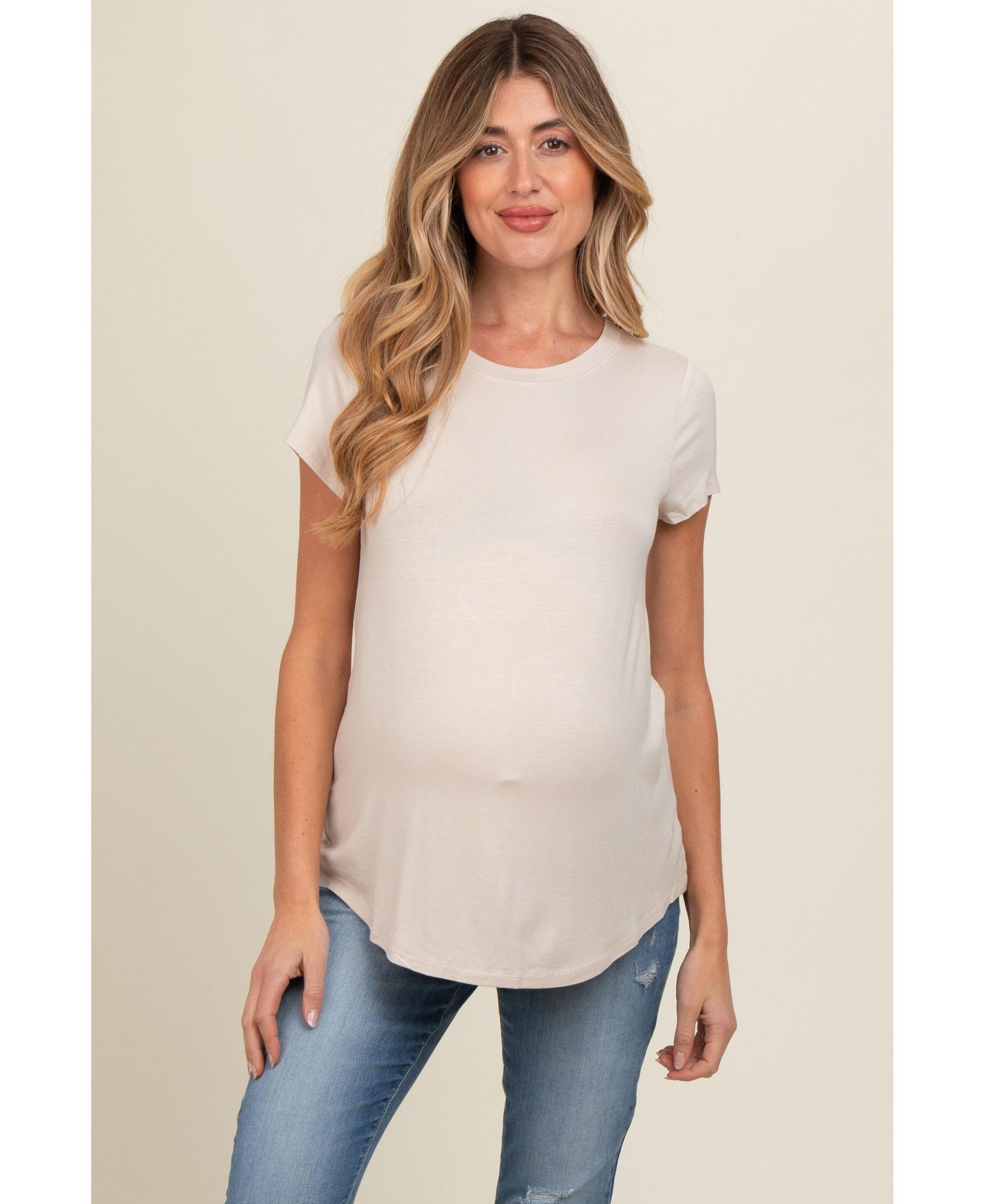 Женский топ Pinkblush Beige Basic Short Sleeve