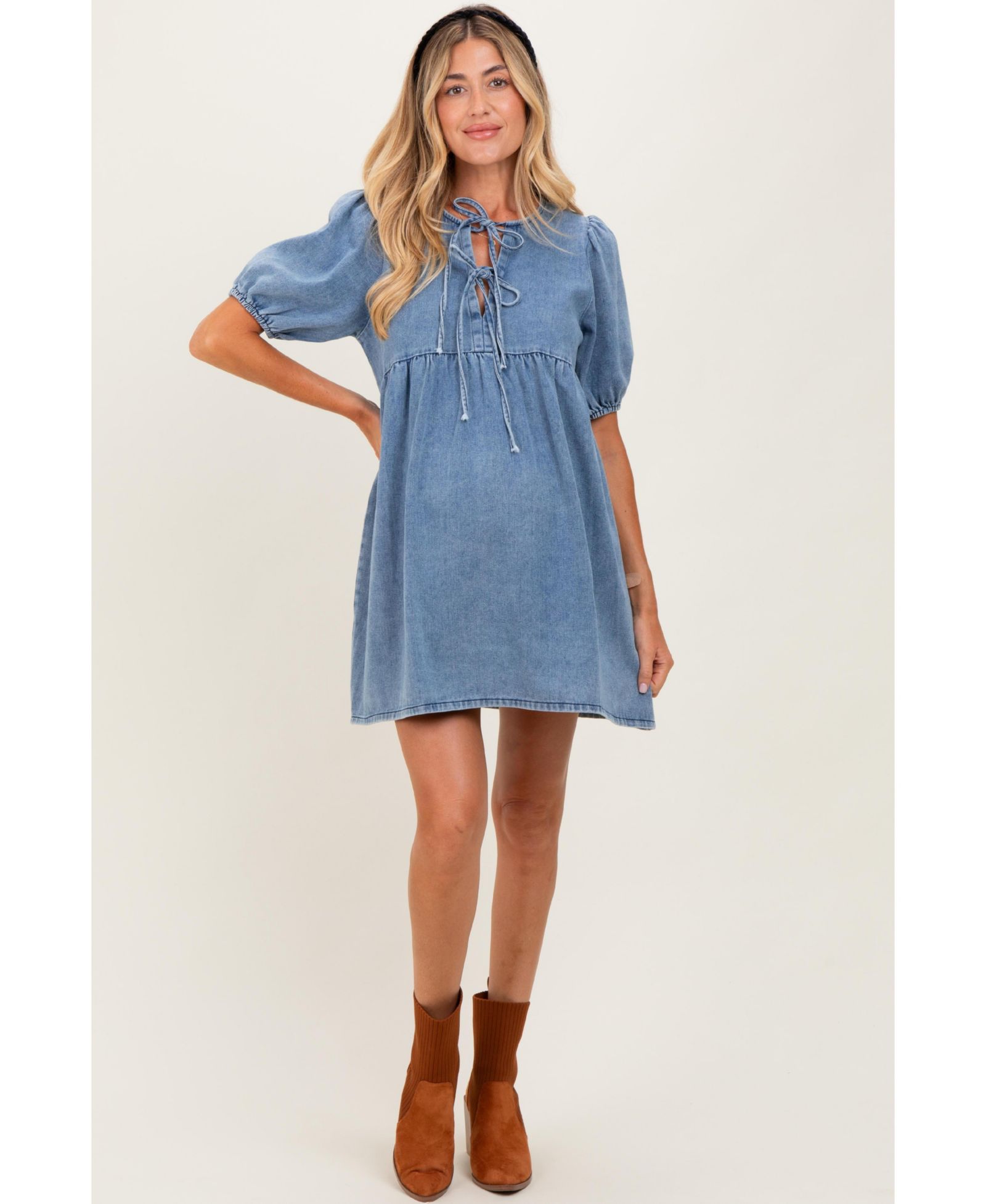 Женское платье Pinkblush Blue Chambray Double Front Tie
