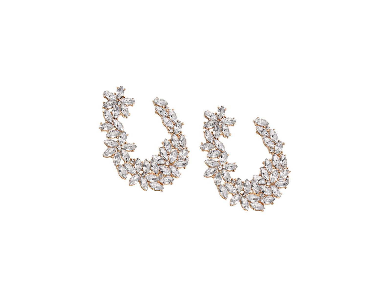 SOHI Silver Stone Cluster Stud Earrings