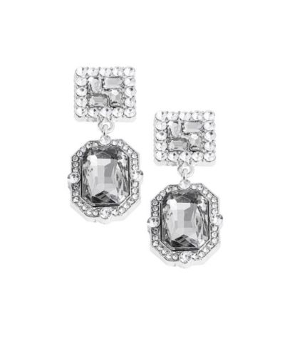 SOHI Women's Silver Crystal Drop Earrings