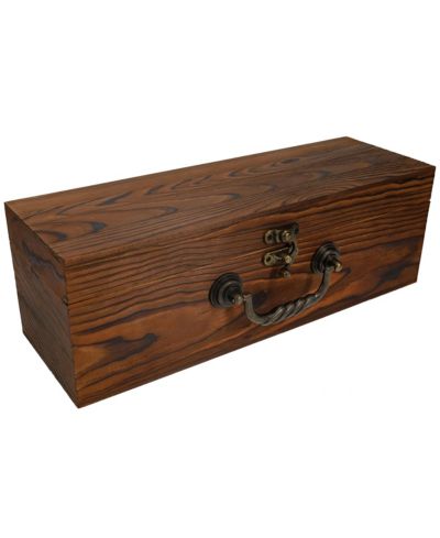 WE Games Wooden Storage Box, Walnut Stained Burnt Wood Finish