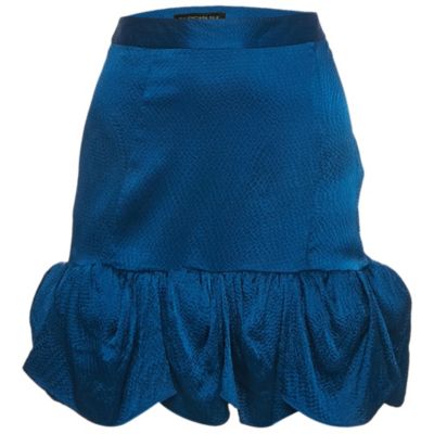 Pre-Owned Balenciaga Женская мини-юбка Ruffled из синего текстурированного шелка