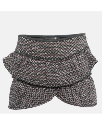 Pre-Owned Isabel Marant Women's Silver Zig-Zag Patterned Lurex Knit Mini Skirt