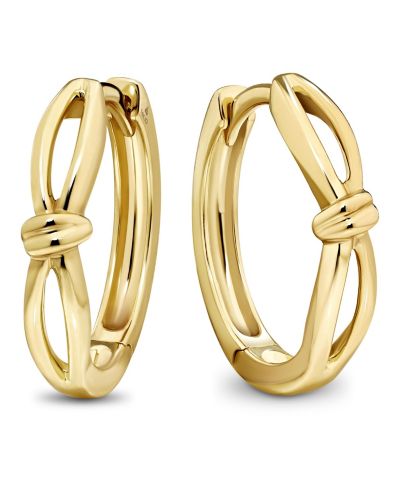 DEVATA Love Knot Hoop Earrings in 14K Gold