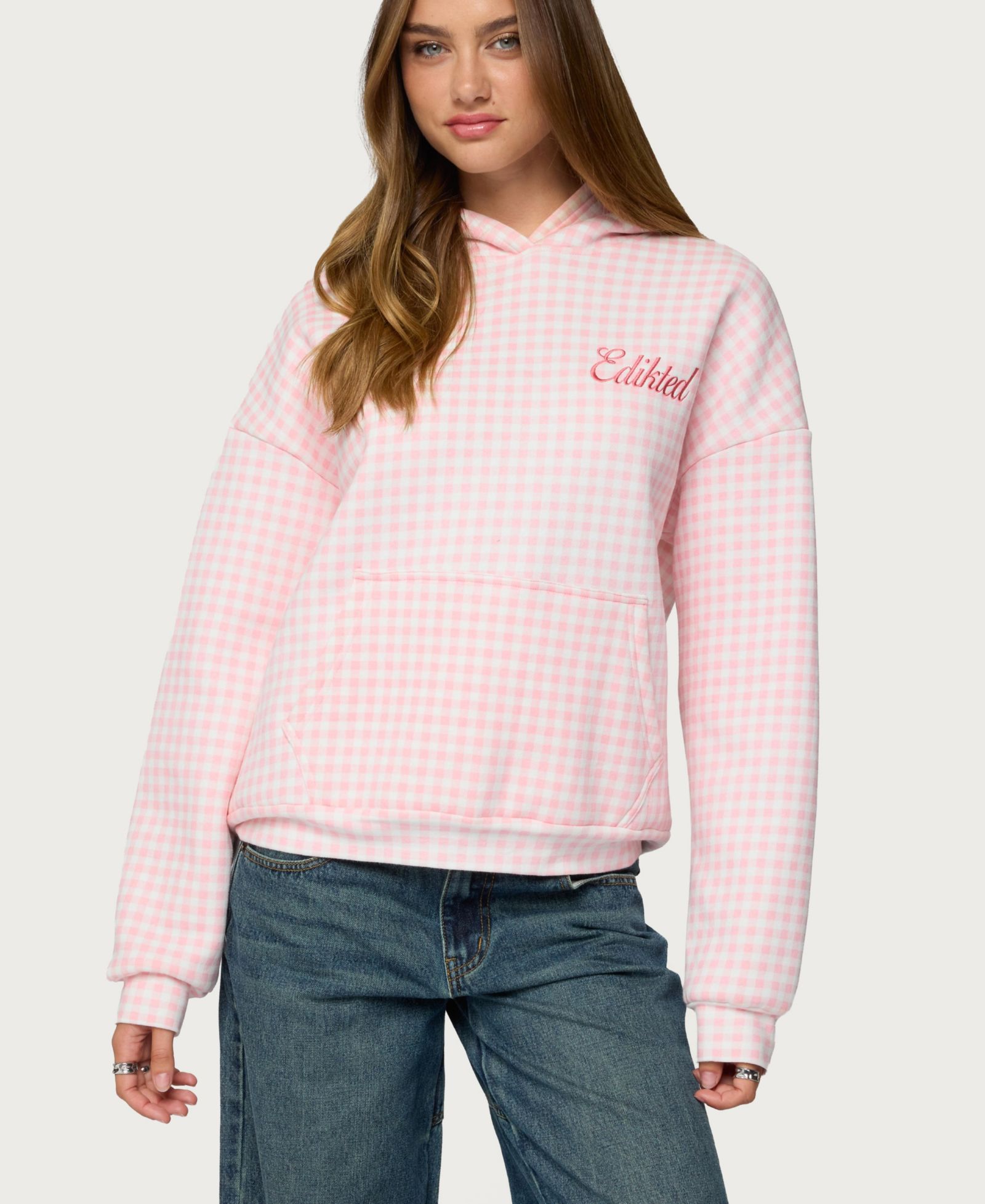 Edikted Women's Edikted Gingham Oversized Hoodie