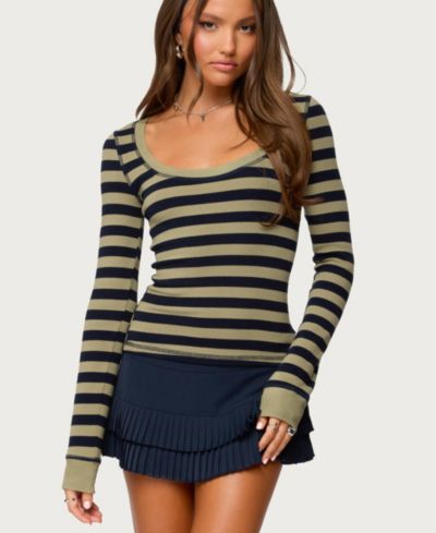 Edikted Women's Rainey Striped Long Sleeve Top