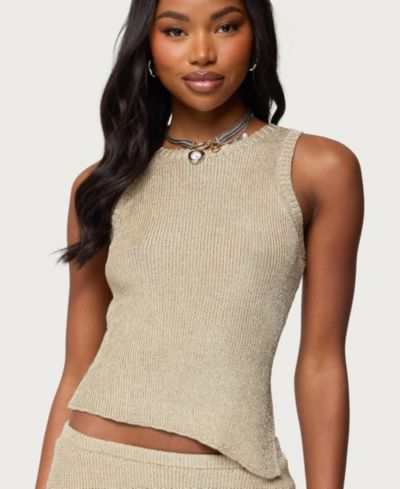 Edikted Женский Goldy Asymmetric Metallic Knit Top