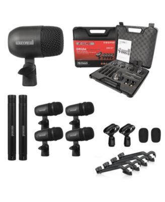 5 Core Drum Microphone Kit 7 Piece All Metal Drummer Mics Tom Snare Cymbals Wired Instrument Drums Set