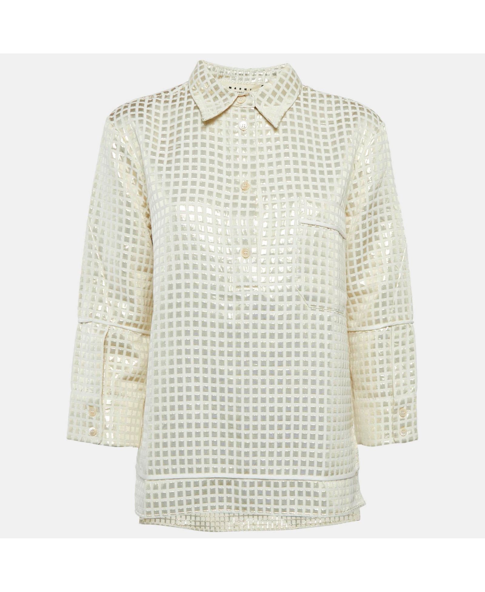 Pre-Owned Marni Women's Cream Lurex And Cotton Tunic