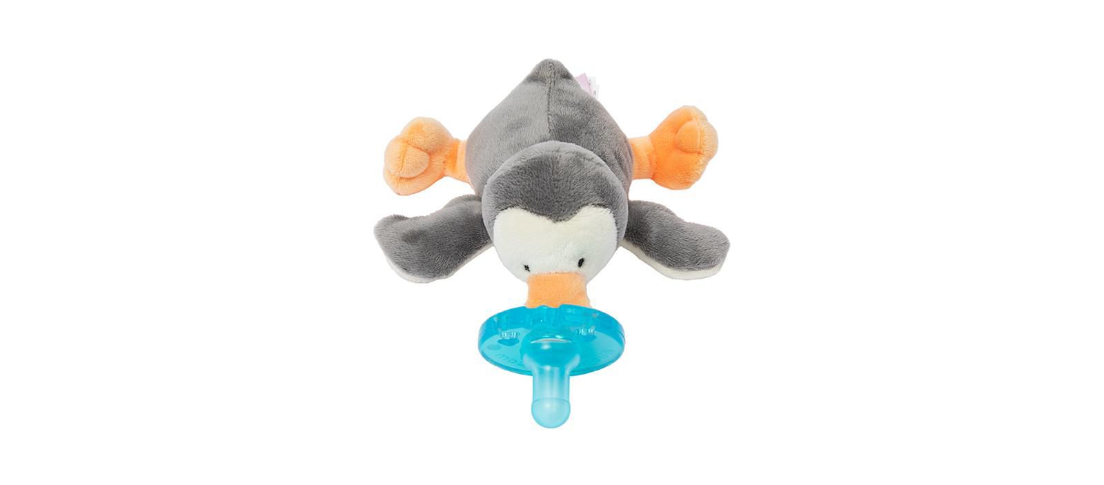 WubbaNub Baby Grey Penguin Pacifier