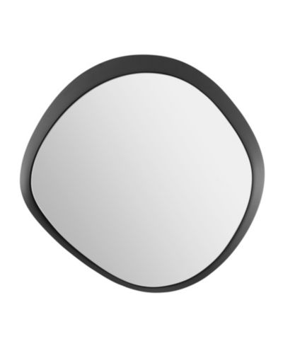 Danya B Sonya 24-inch Contemporary Asymmetrical Round Wall Mirror with Raised Black Iron Frame