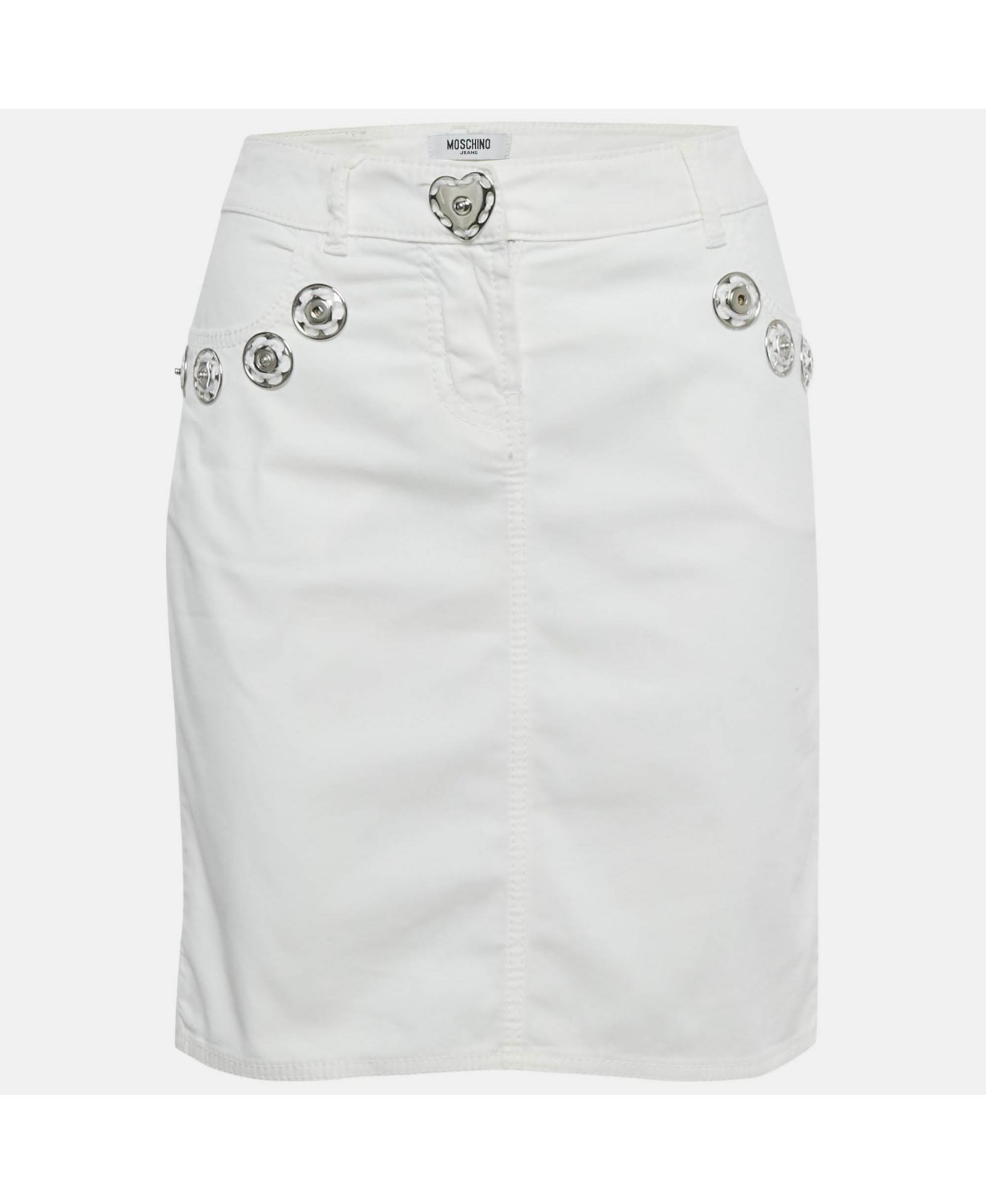 Женская юбка-карандаш Moschino Pre-Owned White Denim с пуговицами