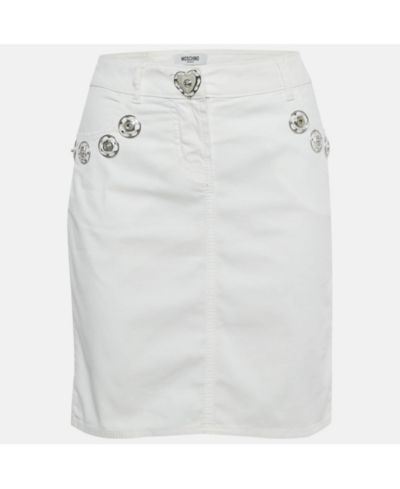 Женская юбка-карандаш Moschino Pre-Owned White Denim с пуговицами