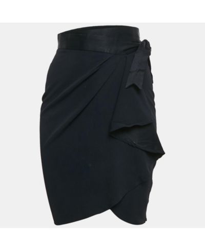 Pre-Owned Moschino Женская темно-синяя сатиновая юбка с оборками