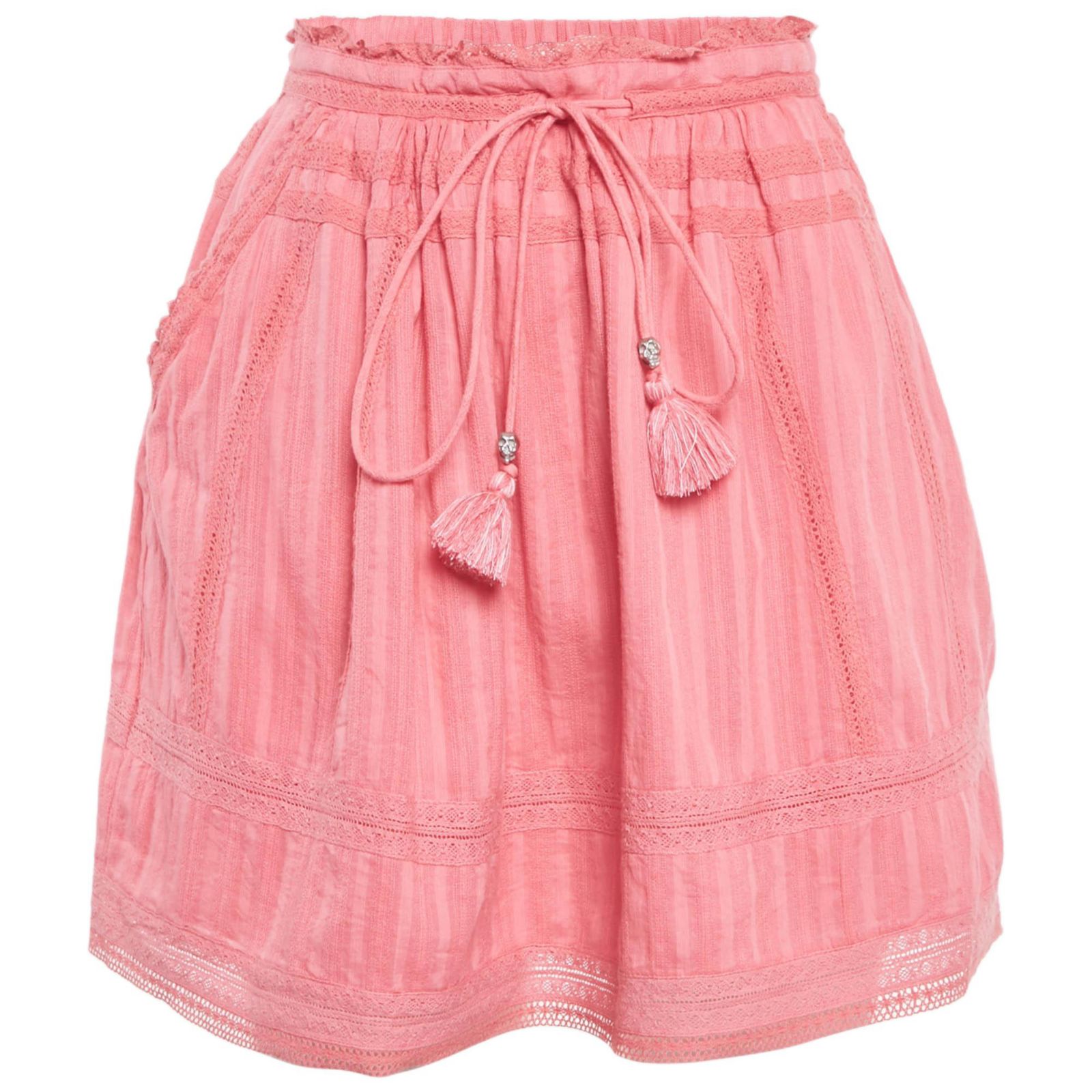 Pre-Owned Zadig & Voltaire Женская мини-юбка Joxini Pink Cotton Lace Trimmed