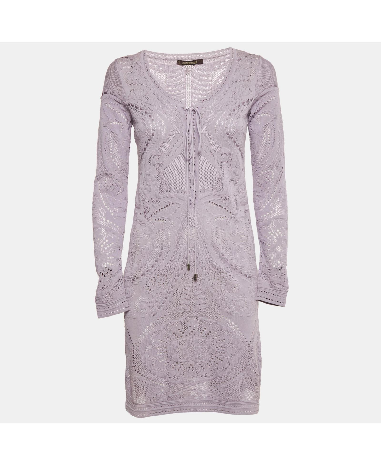 Pre-Owned Roberto Cavalli Женское мини-платье из трикотажа Lavender