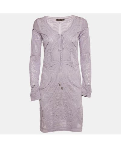 Pre-Owned Roberto Cavalli Женское мини-платье из трикотажа Lavender