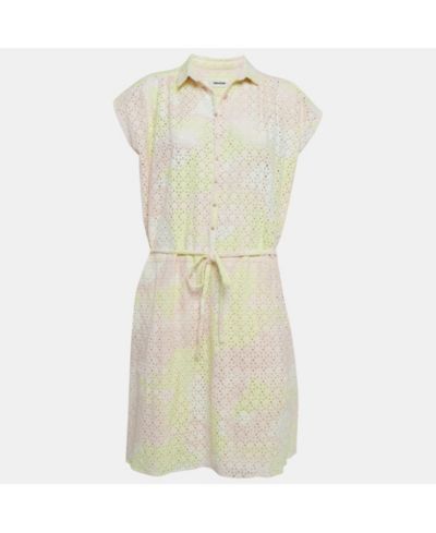 Женское платье Zadig & Voltaire Pink/yellow Camouflage Print Broderie Anglaise Cotton Requiem