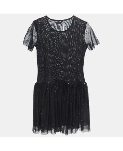 Женское мини-платье Pre-Owned Love Moschino Black Dotted Tulle