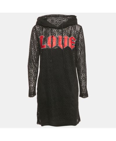 Платье Love Moschino Women's Black Love Applique Mesh с капюшоном