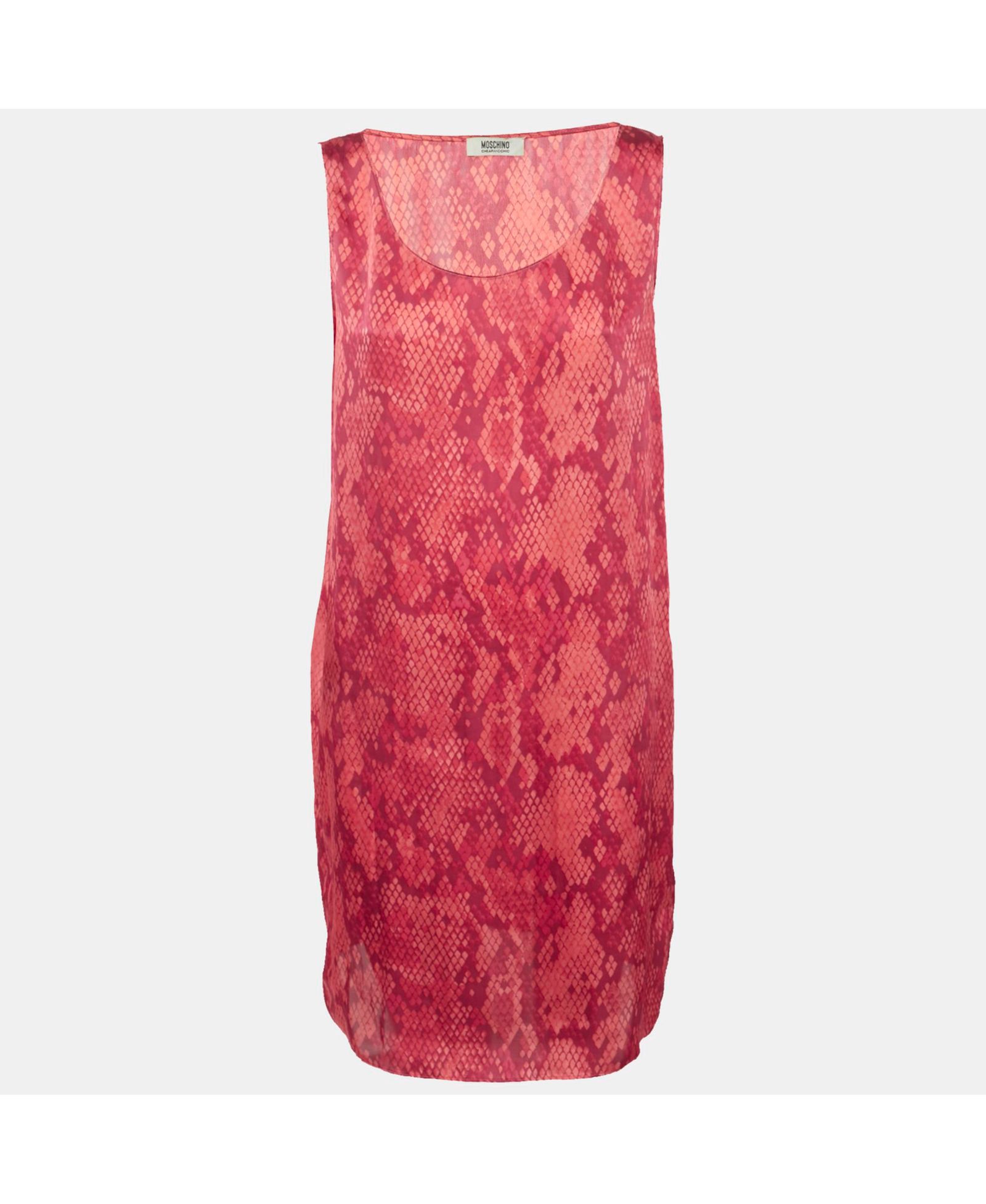 Moschino Женское короткое атласное платье с принтом Red Sleeveless