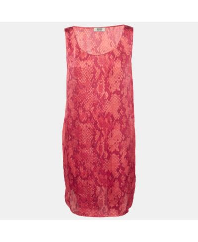 Moschino Женское короткое атласное платье с принтом Red Sleeveless