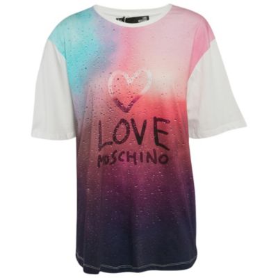 Pre-Owned Love Moschino Women's Blue Striped Denim Button Front Shirt