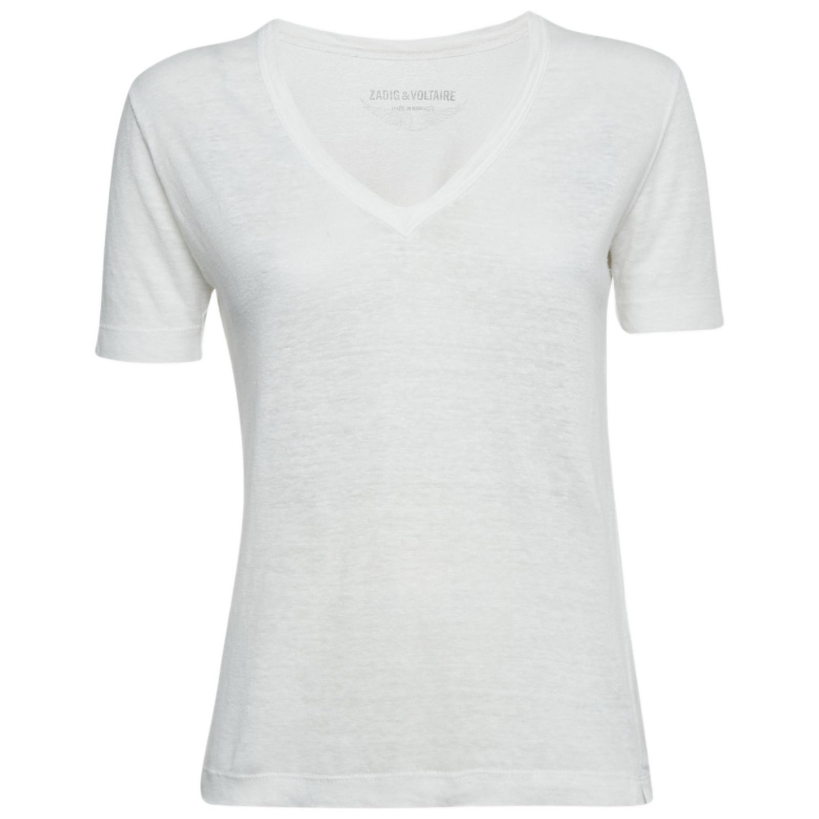Pre-Owned Zadig & Voltaire Women's White Linen Knit V-Neck Wassa Top