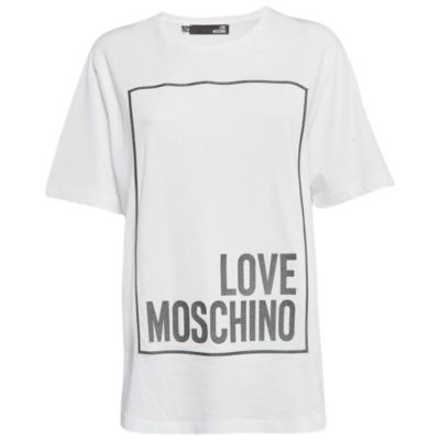 Женская джерси-футболка Love Moschino с металлическим принтом, белая (б/у)