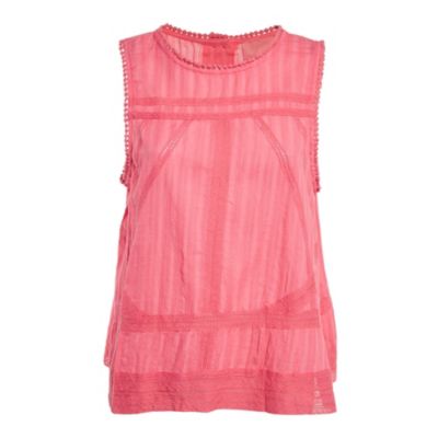 Pre-Owned Zadig & Voltaire Женский Pink Cotton Lace Trimmed Sleeveless Top