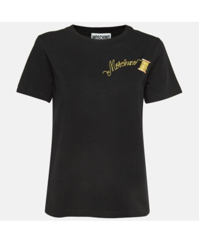 Б/у женская хлопковая футболка Moschino Couture с вышитым логотипом