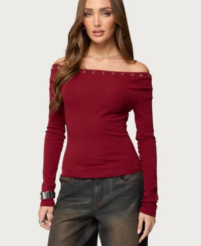 Женский топ Edikted Womens Rebekka Grommet Off Shoulder