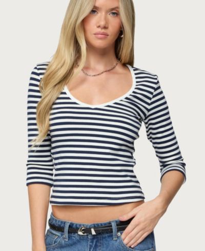 Женский топ Edikted Women's Poppie Striped V Neck