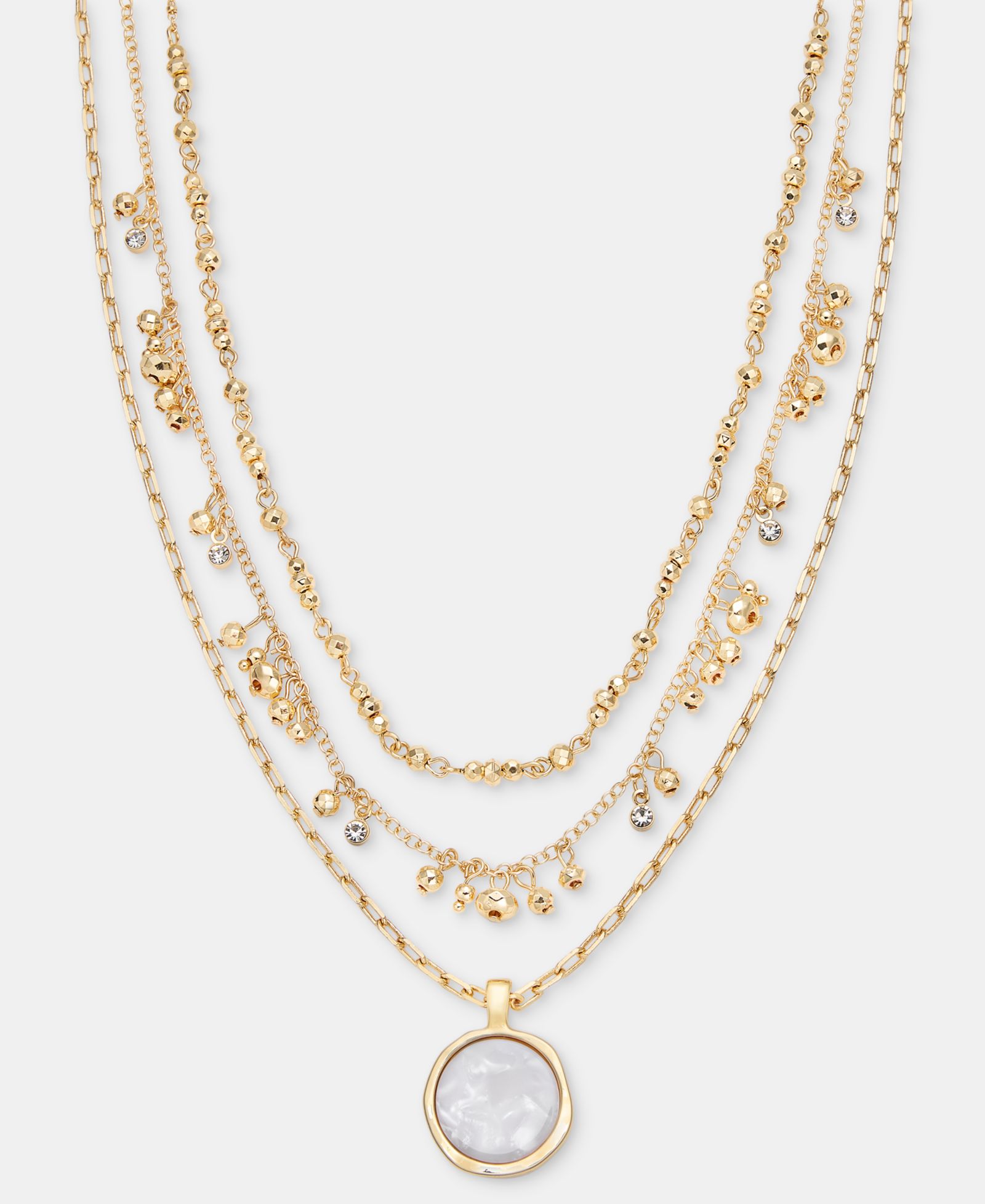 Style & Co Stone Inlay Layered Pendant Necklace, 17" + 3" extender, Macy's Exclusive