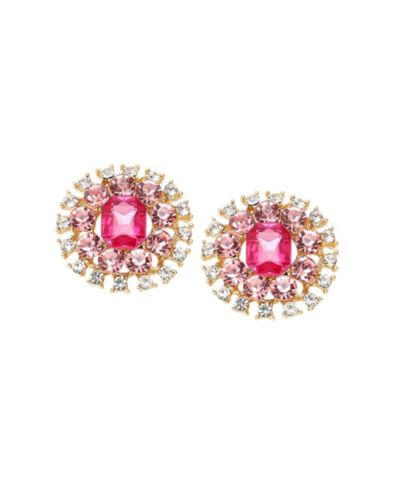 SOHI Women's Pink Embellished Circular Stud Earrings