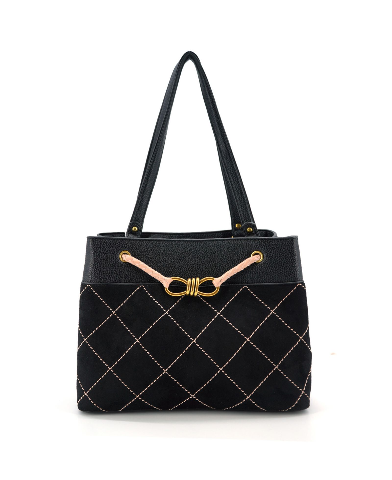 LIKE DREAMS Velvet Bow Knot Medium Satchel Bag