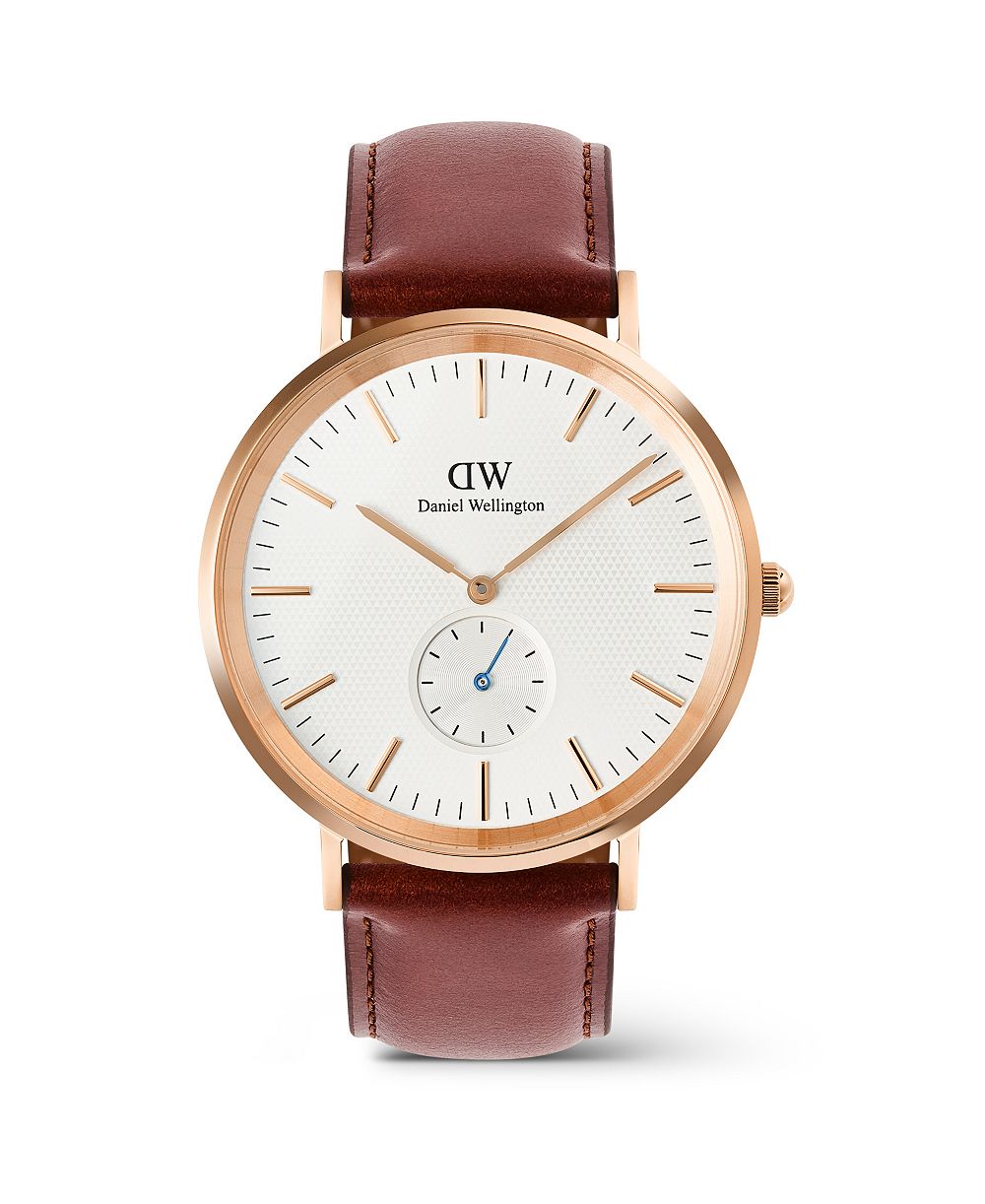 Мужские аналоговые часы Daniel Wellington из коричневой кожи, 40mm