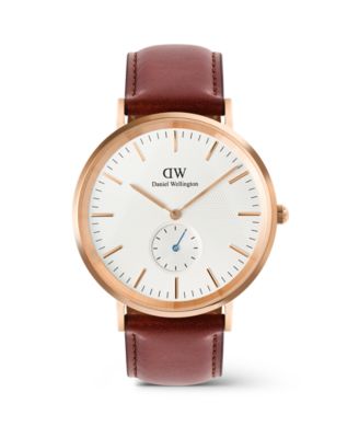 Daniel Wellington Men's Analog Brown Leather Watch, 40mm