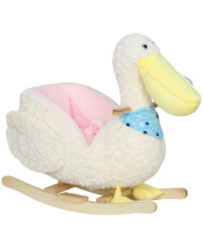 Qaba Pelican Plush Rocking Horse with Duck Sounds, Holds up to 55 lbs., Ages 12+ Months