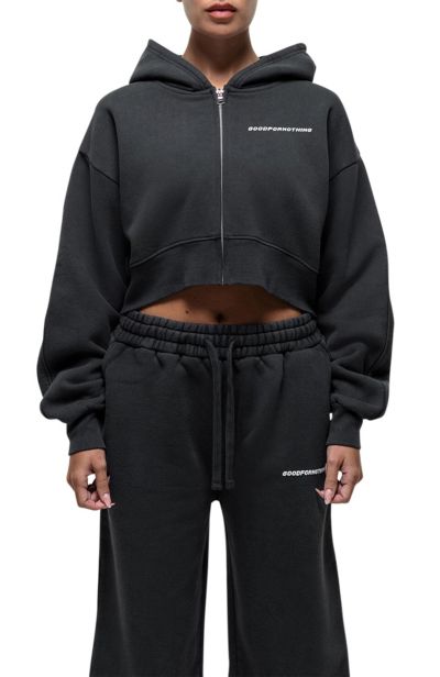 Good For Nothing Women's Vintage Crop Zip Hoodie