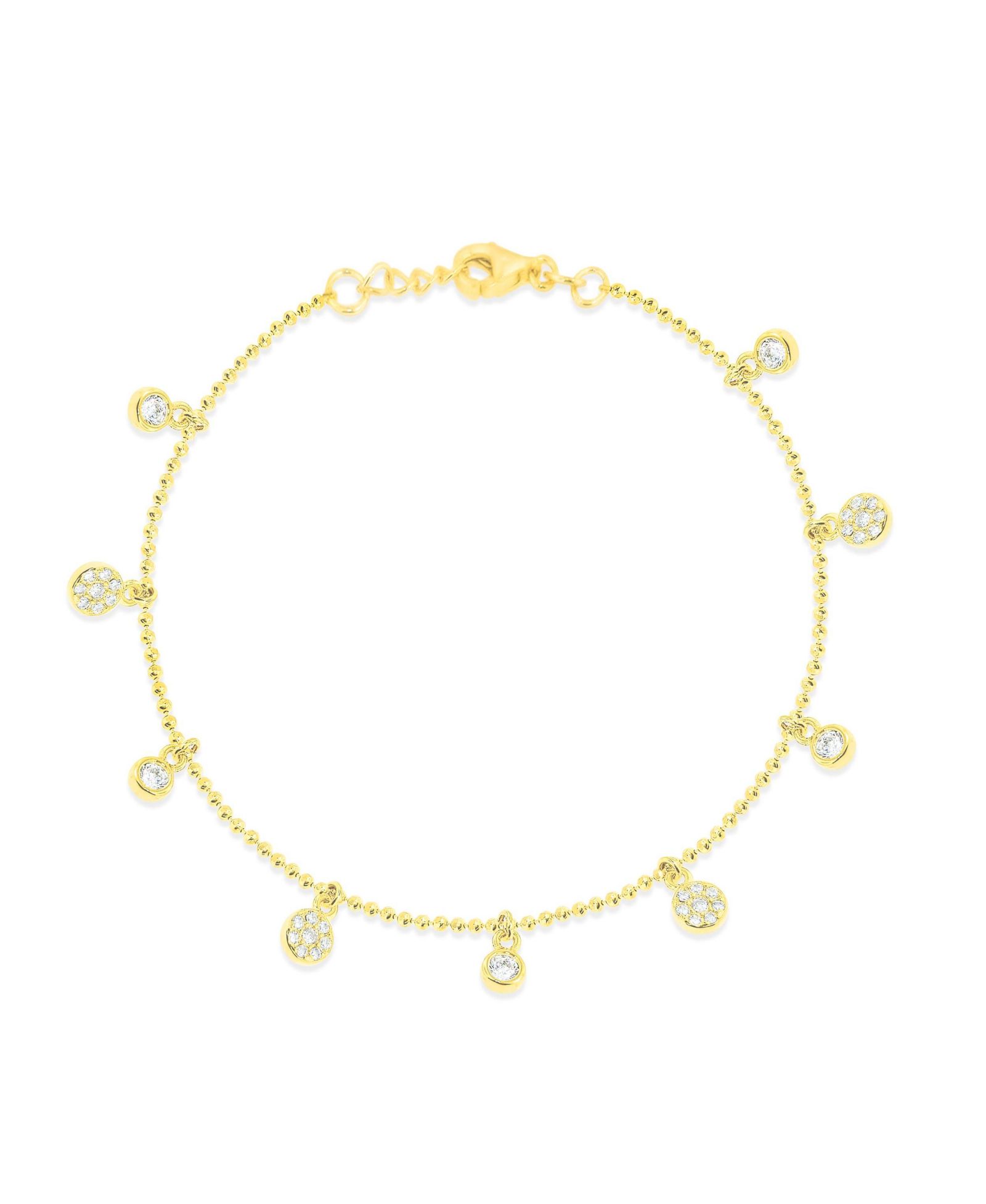 etoielle Bezel Set Layering Bracelet with Plated and Cubic Zirconia Ball Chain